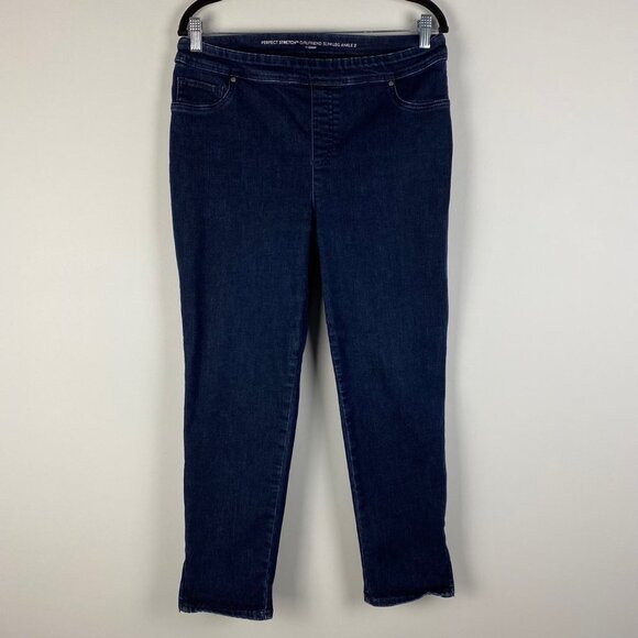 Chico's Perfect Stretch Girlfriend Slim Leg Ankle Jeans 2 US 12 Ankle Zip - Picture 1 of 10